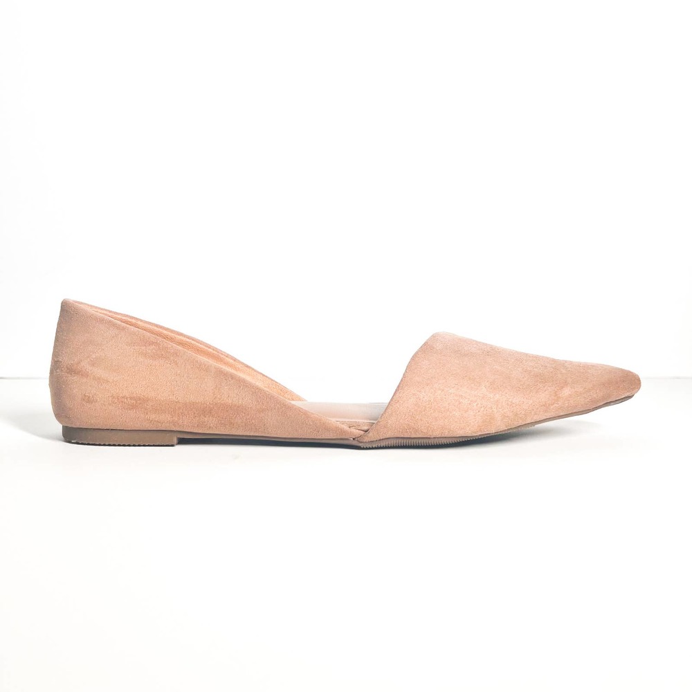 Merona Poppy D’Orsay Ballet Flats Pointed Toe Tan Bagie Suede 9.5